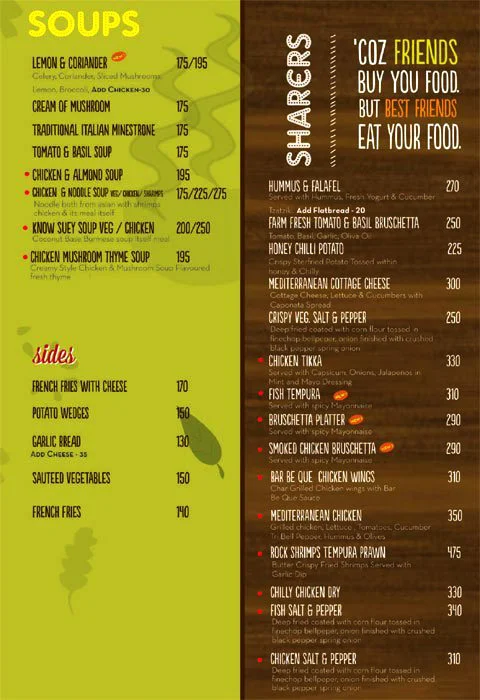 Flip Bistro and Pizzeria menu 