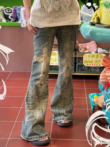 Title 2, Womens Washed Old Tattoo Slightly Flared Jeans...