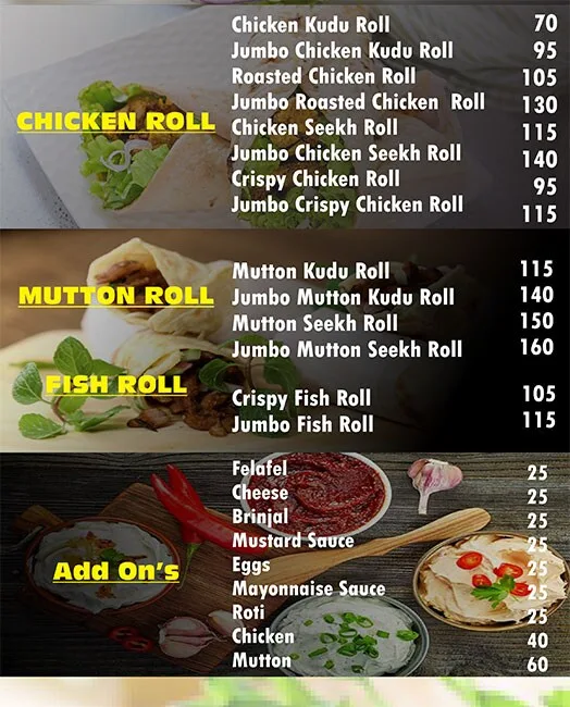 Indies Roll Factory menu 