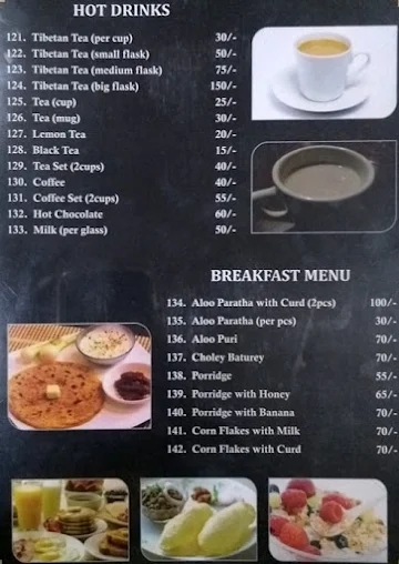 Waho Tenzin Restaurant menu 