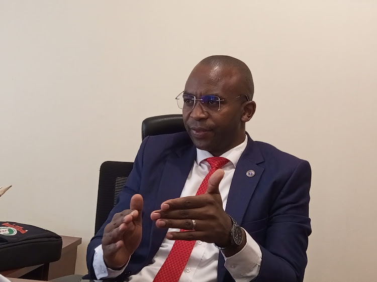 The Kenya Union of Clinical Officers (KUCO) chairperson Peterson Wachira speaks at his office in Nairobi on February 28, 2024