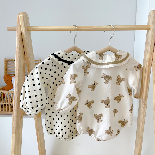 Title 5, Newborn Romper with Bear Dot Print, soft and co...