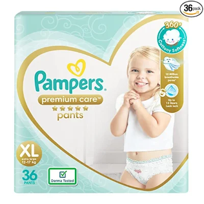 Pampers Premium Care Pants, Extra Large Size Baby Diapers (XL),Softest Ever Pampers Pants 36 Pc