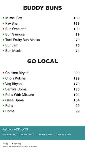 Chai Point menu 