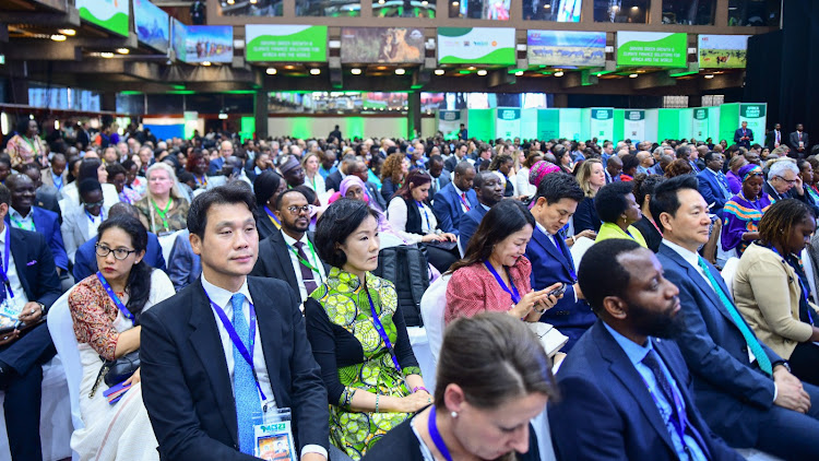 Dignitaries following keenly during the opening of the Africa Climate Summit at KICC, Nairobi on September 4, 2023