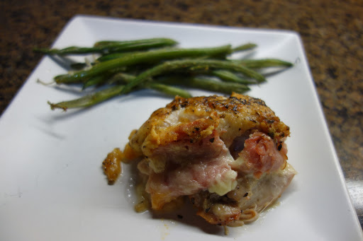 Chicken Cordon Bleu and Roasted Parmesan String Beans