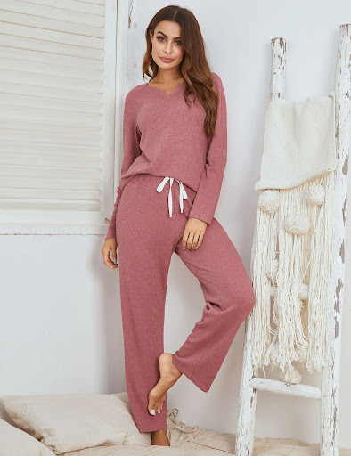 Title 2, Ladies Long-sleeved Trousers V-neck Long-sleeve...
