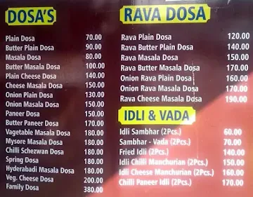 Gohil Dosa Corner menu 