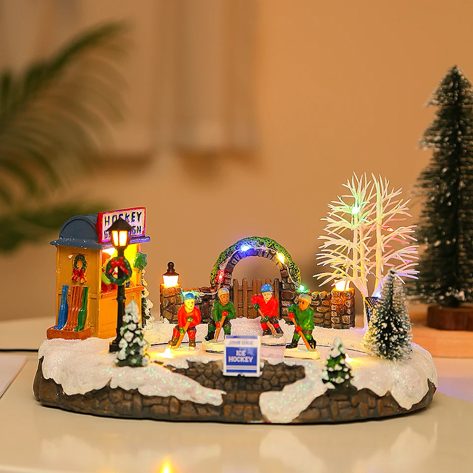 Kerstversiering Elektrisch Muzikaal Lichtgevend Sneeuwhuis van Hars, voor een Feestelijke Kerstsfeer in Huis en als Cadeau