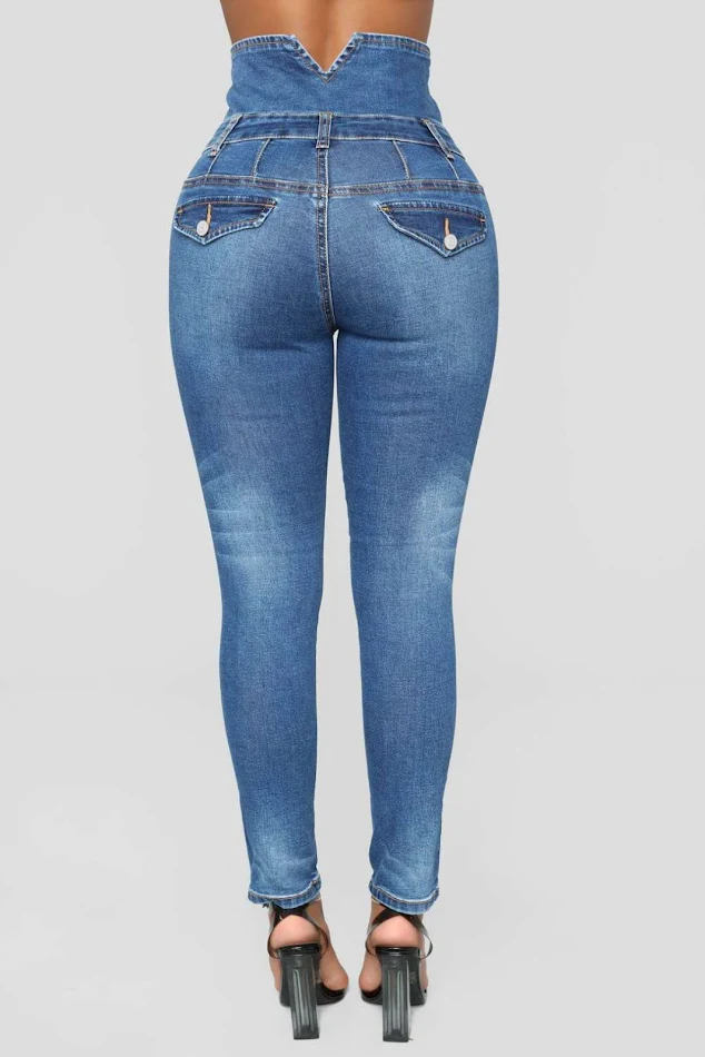 Jean Femme Taille Haute Skinny Troué, Pantalon Denim Sexy avec Broderie et Stretch Élastique, pour un look tendance.