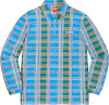 plaid zip up l/s polo