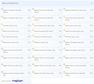 CakeZone menu 1