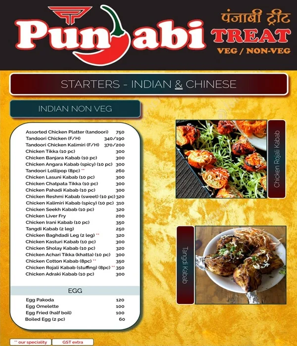 Punjabi TREAT menu 