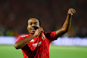 Percy Tau of Al Ahly during the 2022-23 Caf Champions League final, first leg match against Wydad Athletic at Cairo International Stadium in Egypt on June 4 2023.