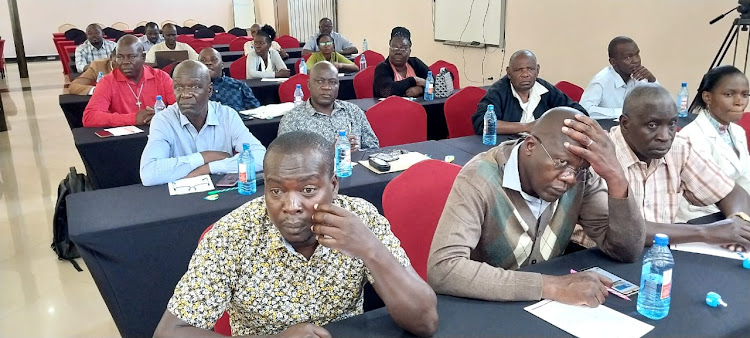 A section of secondary school heads from Alego Usonga and Gem constituencies at a meeting in a Siaya hotel on Tuesday, September 27.