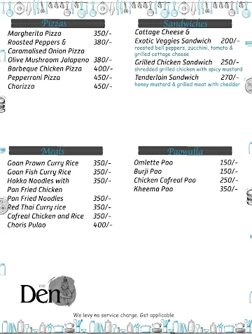 The Den menu 