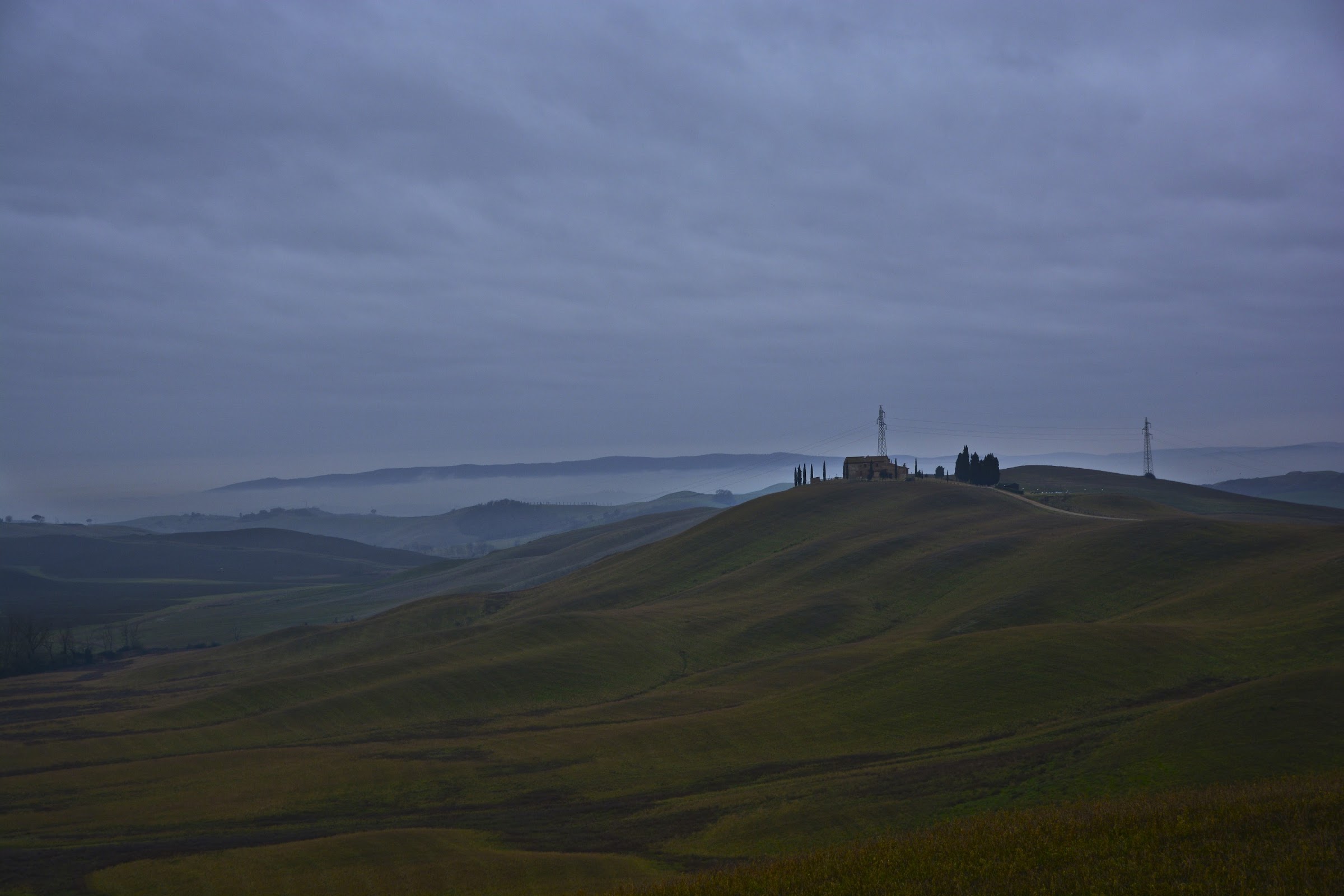 Morning classic landscape between Siena and Asciano, in the Crete Senesi area, Tuscany