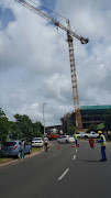 Apparent hostage situation on a crane six storeys above the ground in Richards Bay. Picture Credit: Supplied