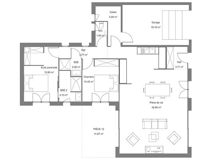 Vente maison neuve 3 pièces 90 m² à Saint-Pierre-du-Mont (40280), 261 100 €