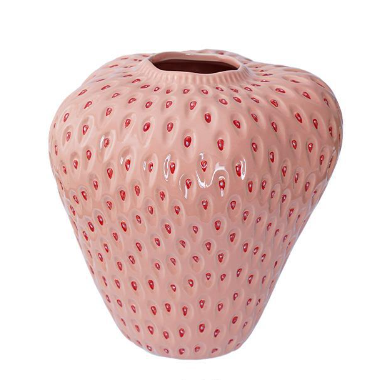 Vaso in ceramica a forma di fragola dal design creativo. Perfetto per la decorazione della casa, ideale per fiori e composizioni floreali.