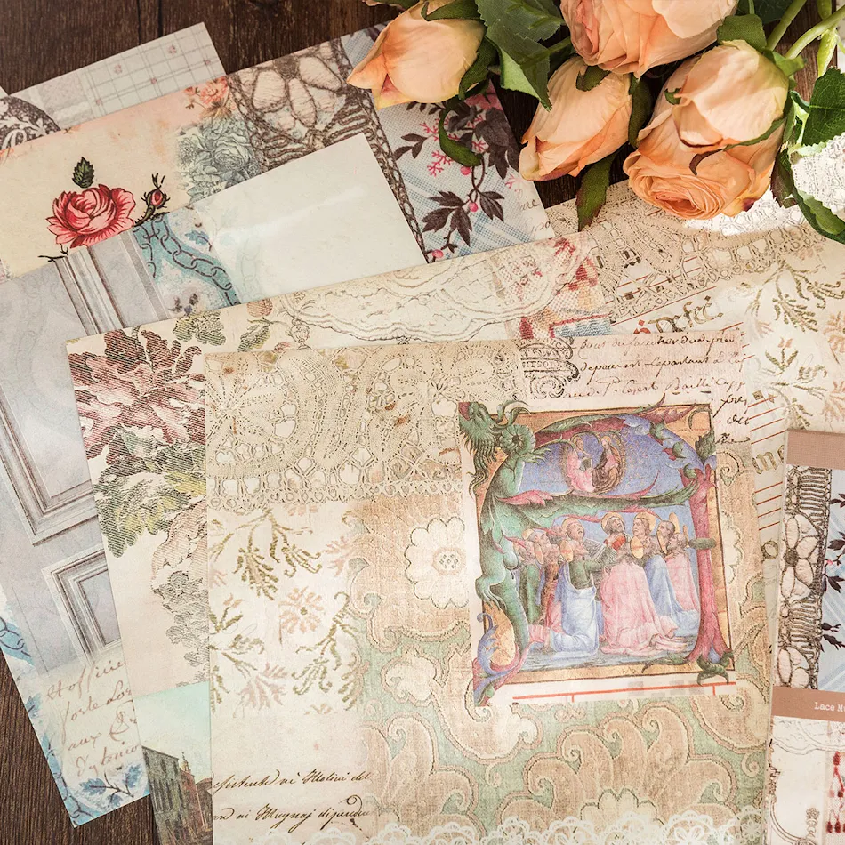 Lace Museum Series European Vintage Floral Journal Decoration Collage perfect for artistic projects, scrapbooking, and c