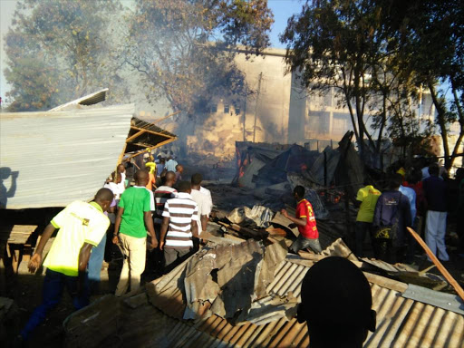 The scene after a fire broke out at the Homa Bay town market on Wednesday, January 30, 2019. /ROBERT OMOLLO