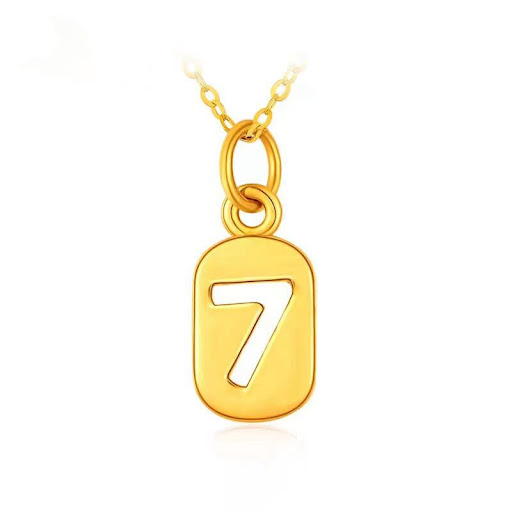 Title 9, Pure gold womens necklace with blessing card, ...