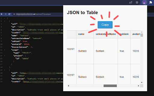 JSON to Table Converter - Easy Copy