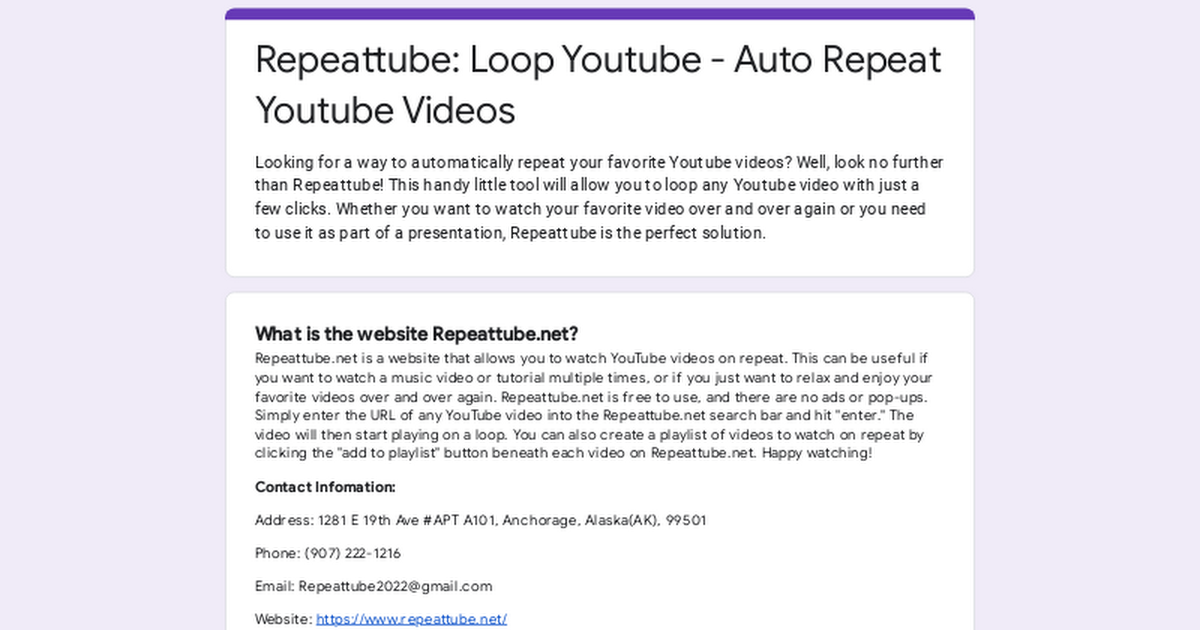 How to Automatically Repeat (Loop)  Videos