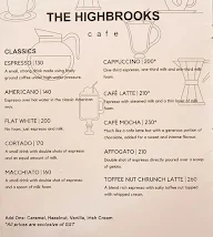 The Highbrooks Cafe menu 2