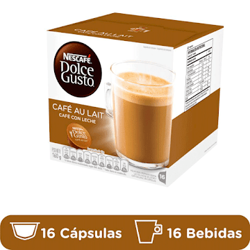 Cápsulas Nescafe Dolce Gusto Café con Leche 16 bebidas preparadas x 160 gr