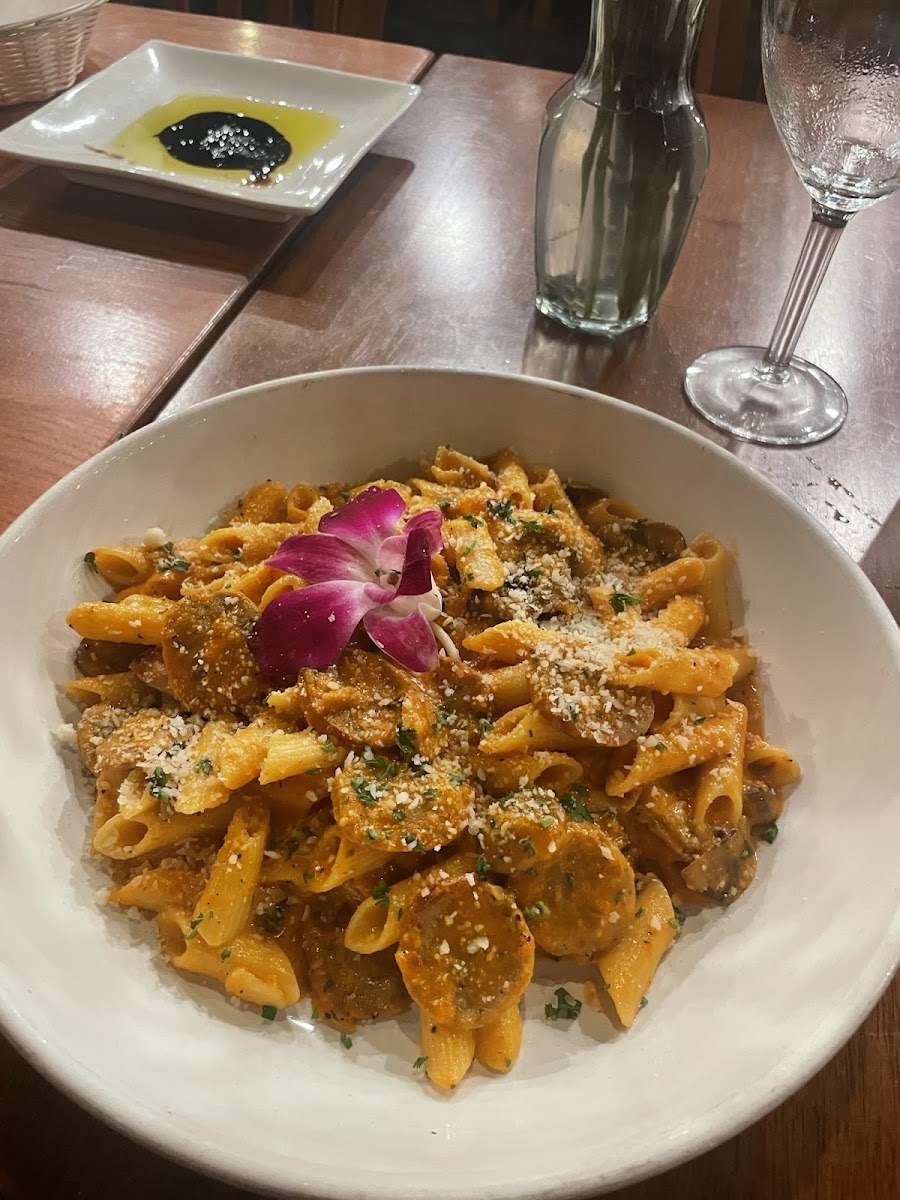 Rigatoni ala vodka w/ gf penne