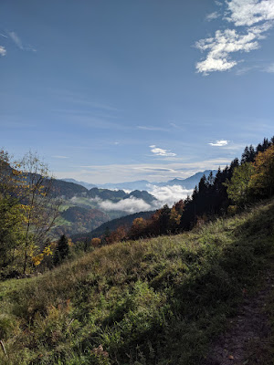 Foggy valley on the way up