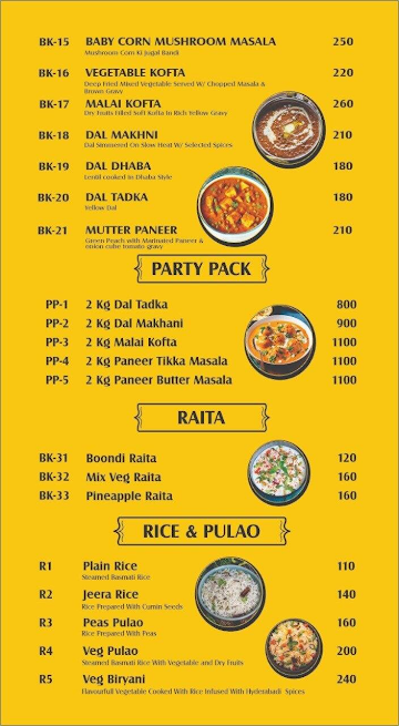 Yellow Mustard menu 