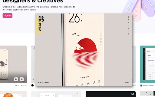 Dribbble shot hover preview