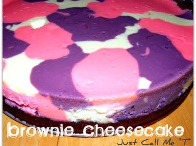 Brownie Swirl Cheesecake: Since I Made This A Girl Sleepover- We Went With Pink And Purple... But You Can Use Any Color Scheme (even Holiday Colors)! 