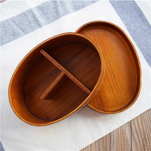 Title 1, Round Brown Wooden Bento Box for healthy and or...