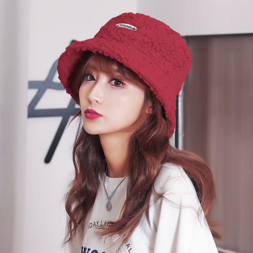 Title 6, Lamb Hair Letter Embroidered Fisherman Hat for ...
