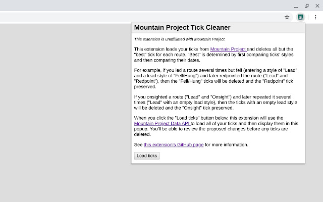 Mountain Project Tick Cleaner chrome extension