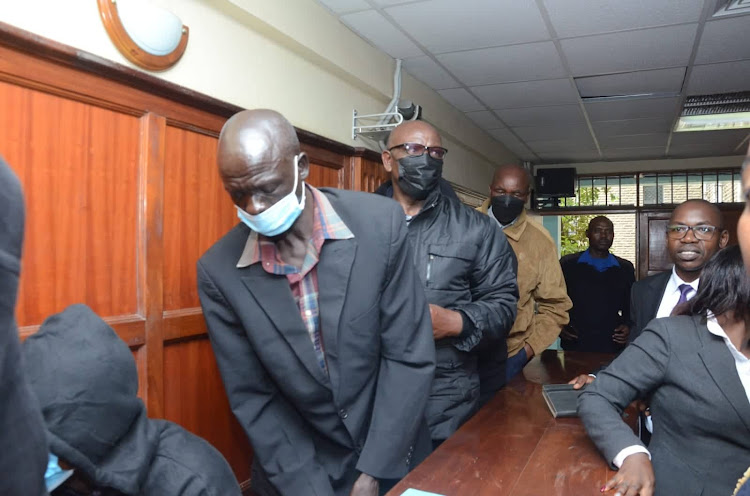 Some of the 12 police officers arraigned at the High Court in Nairobi on Monday November 14, 2022 over the murder of Baby Pendo during post-election violence in Kisumu in 2017