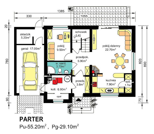 BW-36 wariant 1 - Rzut parteru