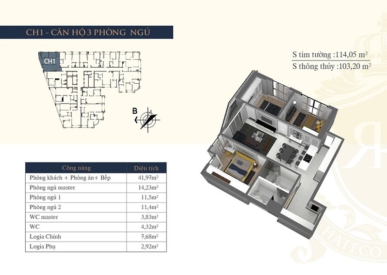 Thiết kế căn hộ Hateco Laroma 1