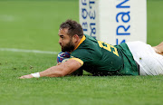 Cobus Reinach scores the Springboks' third try in their 2023 Rugby World Cup win against Romania at Nouveau Stade de Bordeaux on Sunday.