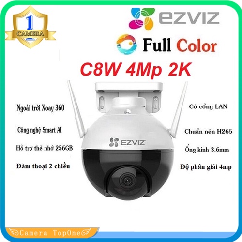 Camera Wifi Ngoài Trời Xoay 360 Ezviz C8W Siêu Nét 4Mp 2K Hd , Màu Đêm, Ai Thông Minh - Đàm Thoại 2 Chiều, Chuẩn Nén H265