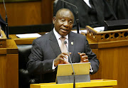 President Cyril Ramaphosa delivers the state of the nation address at parliament in Cape Town on February 7 2019.