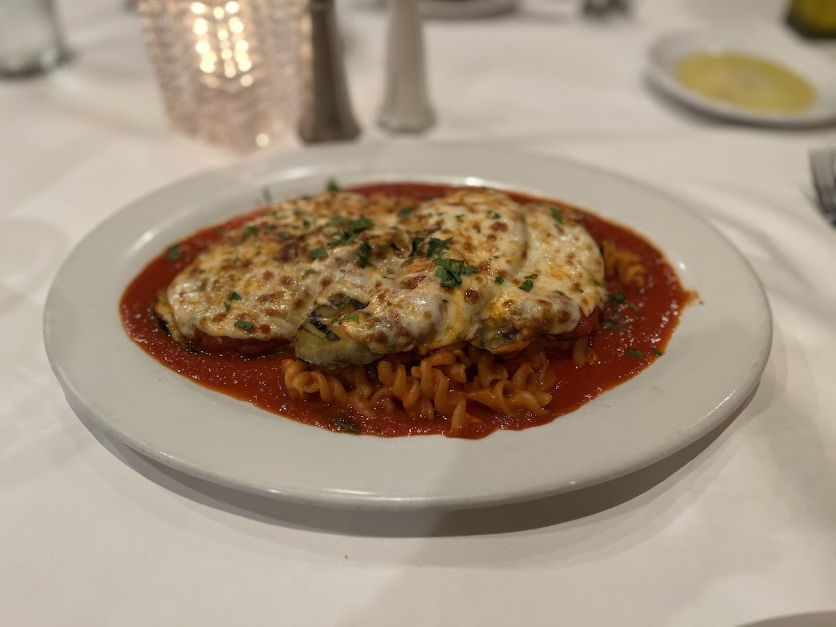 Eggplant parmigiana (no breading & GF pasta)