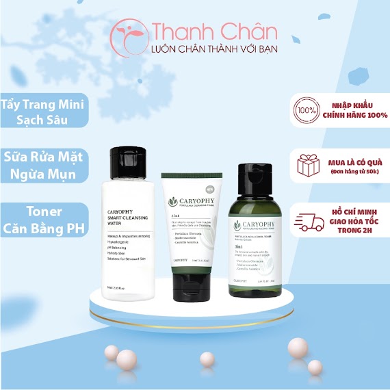 Combo Dưỡng Da Giảm Mụn, Mờ Thâm Caryophy ( Sữa Rửa Mặt 30Ml + Toner 50Ml + Tẩy Trang 60Ml)