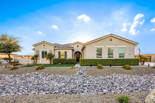 Modern house with gravel landscape garden in this luxury house for sale in Waddell ($1,250,000)