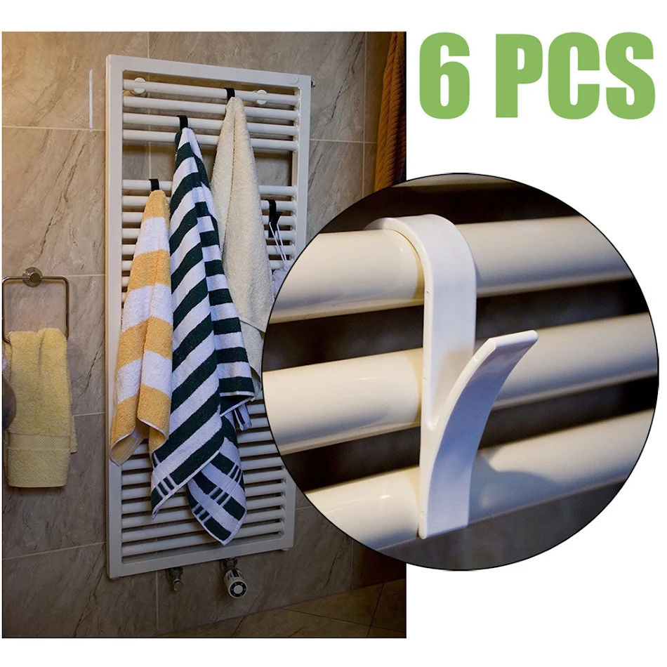 Plastic haakjesrek voor handdoeken en kleding, ideaal voor kasten en badkamers. Eenvoudige en praktische organisatie.