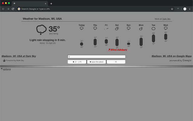 Weather Widget New Tab Page chrome extension